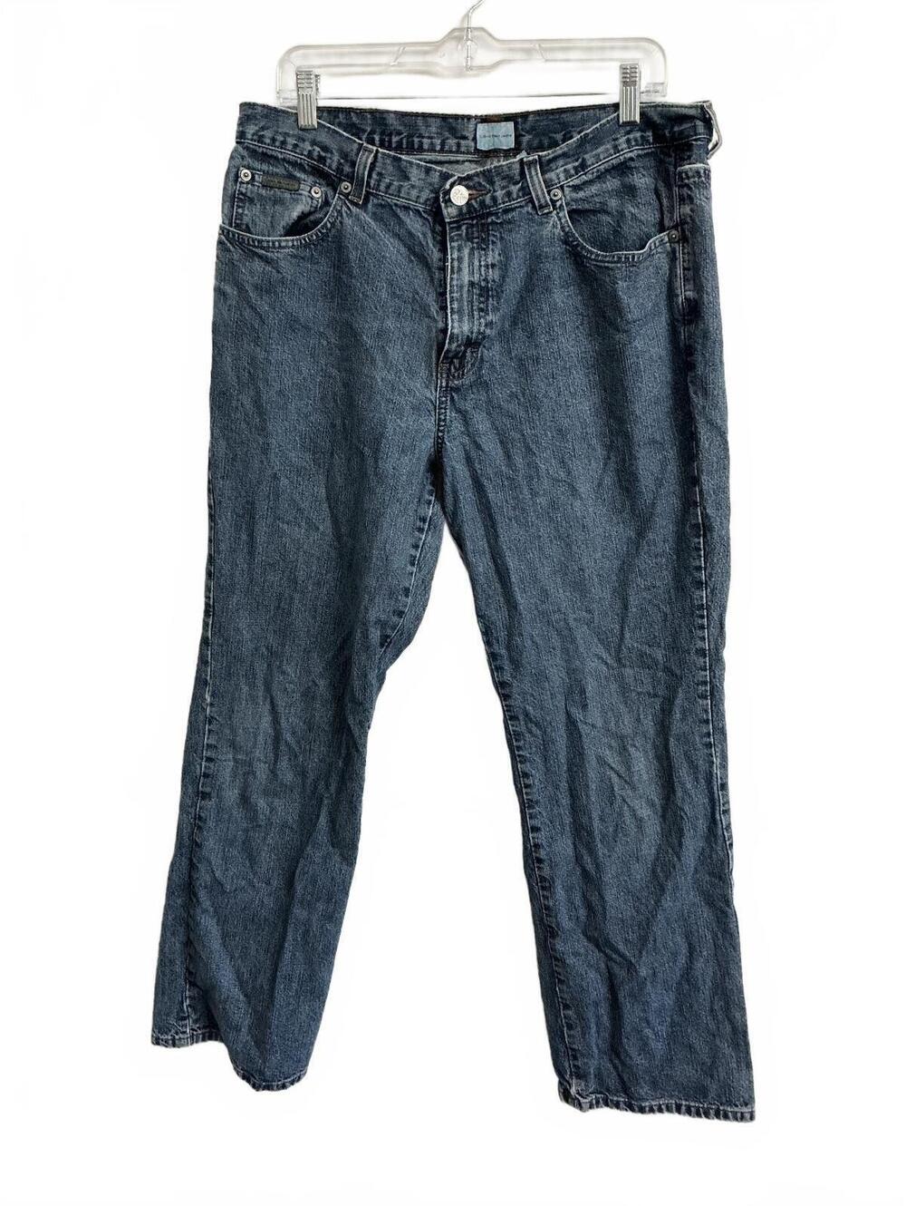 Calvin Klein Women's Blue Denim Jeans Size 14 Made in Mexico 100% Cotton